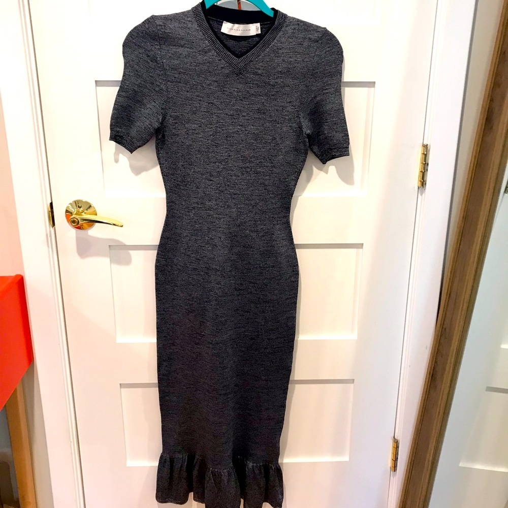 Victoria Beckham gray long body con dress